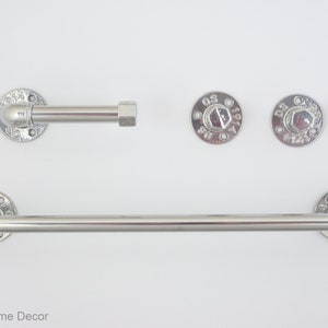 Accessori per il bagno industriali Set da 4 pezzi, Porta carta igienica, Porta asciugamani a tubo, Ganci per tubi, Set per il bagno cromato
