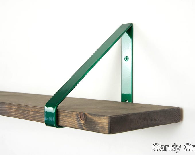 Modern Shelf Bracket - Color Pictured Candy Green - Shelf Bracket - Heavy Duty Bracket - Metal Bracket - Shelving