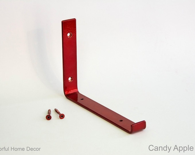 Steel Brackets Candy Apple Red Powder Coated - Newest J Design - Heavy Duty Brackets - Shelf Brackets -  Open Shelving - Steel Corbel