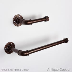 Toilet Roll Holder, Paper Towel Holder, Towel Rack, Urban Decor, Space Saver, Color Pictured Antique Copper image 1