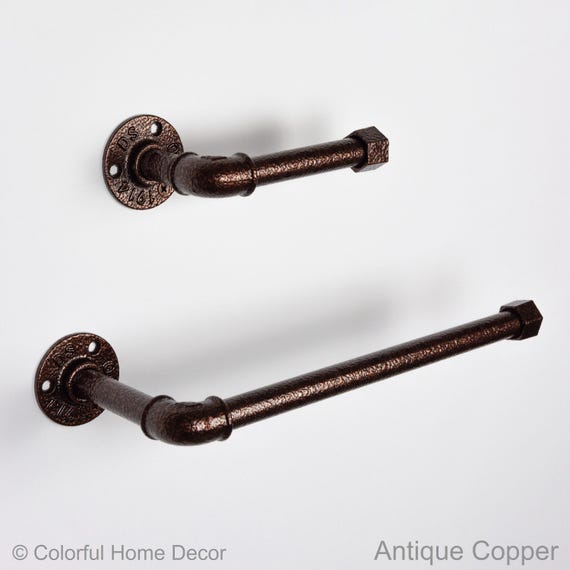 Toilet Roll Holder, Paper Towel Holder, Towel Rack, Urban Decor, Space Saver, Color Pictured Antique Copper