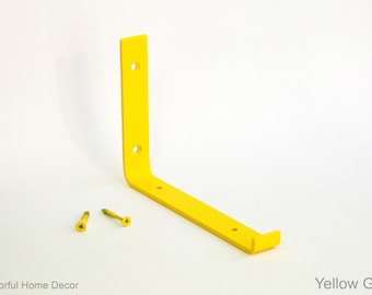 Steel Brackets Yellow Gloss Powder Coated - Newest J Design - Heavy Duty Brackets - Shelf Brackets -  Open Shelving - Steel Corbel