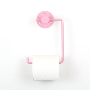Portarrollos de papel higiénico, elegante accesorio de baño de pared, color rosa pastel.