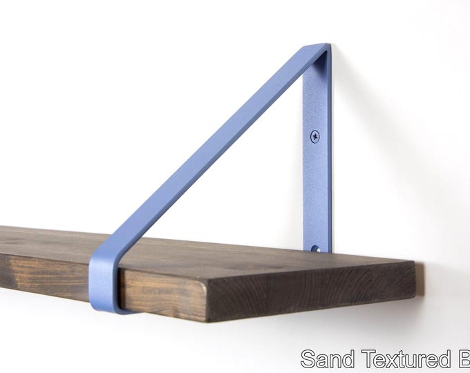 Colorful Metal Shelf Brackets - Color Pictured Sand Textured Blue - Heavy Duty Bracket - Book Shelf - Triangle Bracket - Bracket