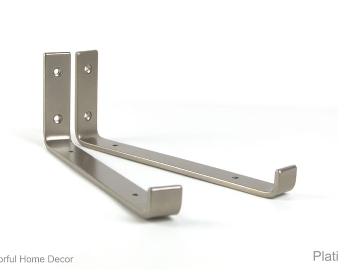Floating Steel Shelf Bracket - Heavy-Duty Shelf Bracket - Free Shipping - Platinum Color