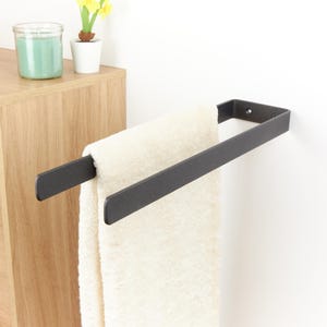 Porte-serviettes double - Porte-serviettes mural pour salle de bain, Porte-serviettes en métal durable, Couleur de la photo - Noir texturé sable