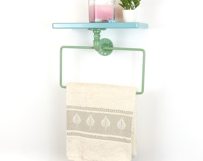 Pastel Towel Hanger with Shelf - Decorative Bathroom Organizer for Towels & Accessories, Perfect Gift for Housewarming, Choose Your Colors