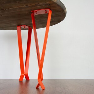End Table Legs, Metal Table Legs, DIY Table legs, Small Dining Table Legs, Metal Desk Leg, Orange Matte Color image 3