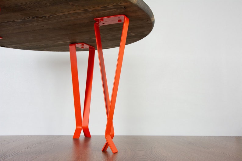 End Table Legs, Metal Table Legs, DIY Table legs, Small Dining Table Legs, Metal Desk Leg, Orange Matte Color image 3