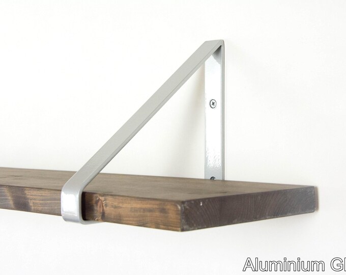Modern Shelf Bracket - Color Pictured Aluminium Gloss - Heavy Duty Wall Mount for Storage, Perfect Gift for Home Decor Enthusiasts