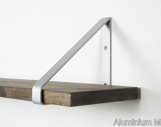 Modern Shelf Bracket - Color Pictured Aluminium Gloss - Stylish Support for Shelves, Ideal for Living Room or Office, Gift for Home Lovers
