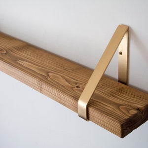 24,5cm Deep Shelf Brown Rustic Chunky Solid Wooden Shelf with Triangle Brackets - Solid Rustic Shelving - Heavy Duty Shelf