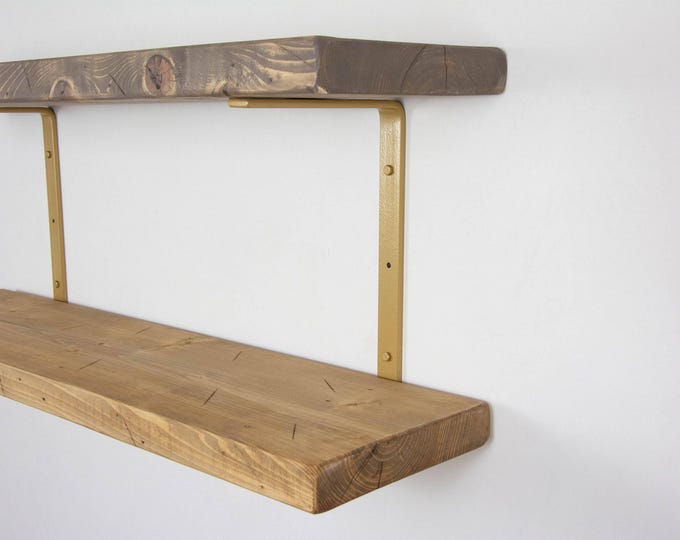 Double Shelf Steel Brackets, Powder Coated Newest U/C Shape Design - Heavy Duty Bracket, Double Shelving, Organization, Hardware Included