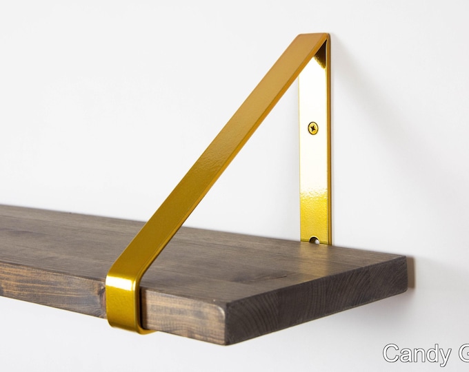 Modern Shelf Bracket - Color Pictured Candy Gold - Shelf Bracket - Heavy Duty Bracket - Metal Bracket - Shelving