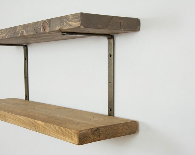 Double Shelf Steel Brackets, Powder Coated Newest U/C Shape Design - Heavy Duty Bracket, Double Shelving, Organization, Hardware Included