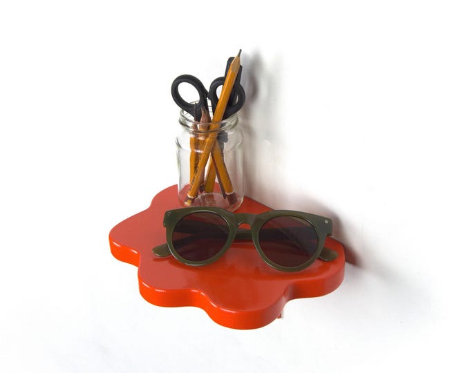 Colorful Shelf - Orange Shelf, Curvy Shelf, Funky Decor, Blob Shelf, Home Decor, Powder Coated Shelf