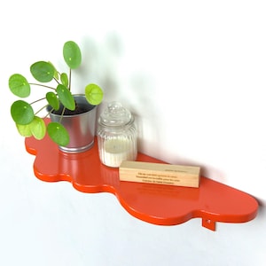 Aesthetic Shelf - Orange Shelf, Plant Shelf, Floating Wavy Shelf, Funky Decor, Eclectic Home Decor