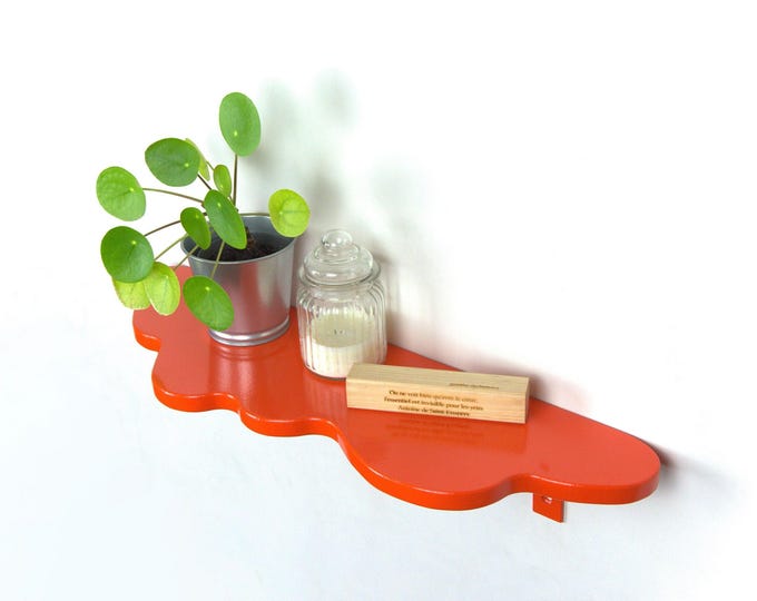 Aesthetic Shelf - Orange Shelf, Plant Shelf, Floating Wavy Shelf, Funky Decor, Eclectic Home Decor
