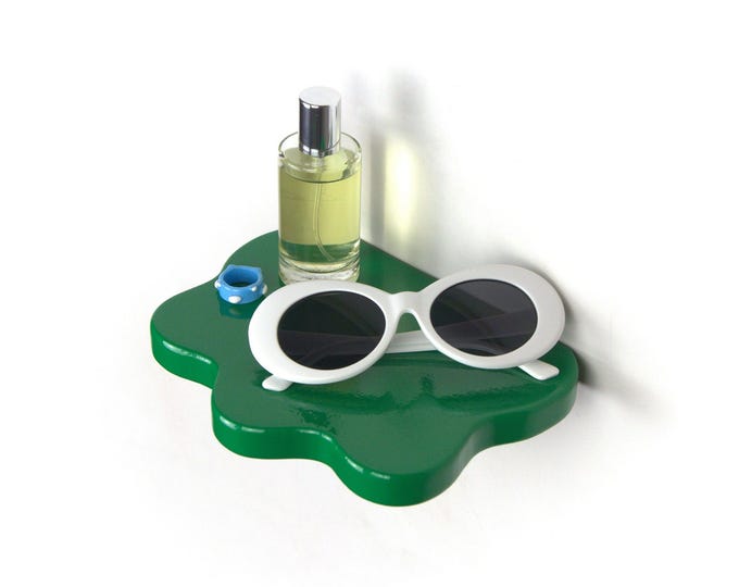 Squiggle Shelf - Green Shelf, Aesthetic Shelf, Plant Shelf, Funky Decor, Home Decor, Powder Coated Shelf