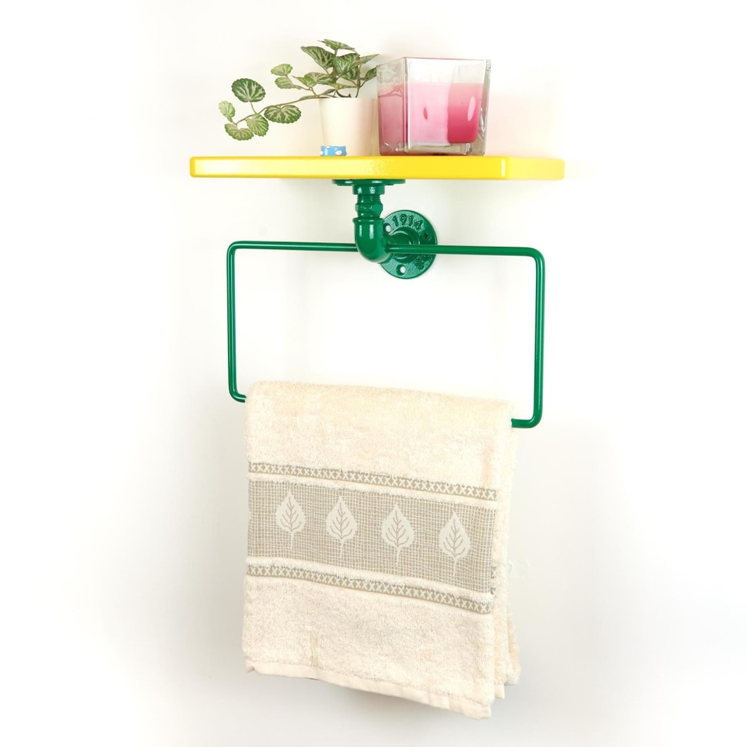Colorful Towel Hanger With Shelf – Vibrant Bathroom Storage for Towels ...