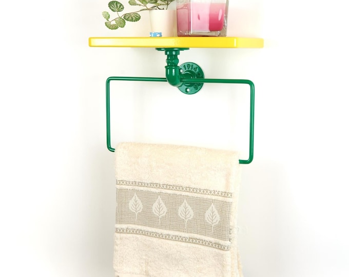 Colorful Towel Hanger with Shelf – Vibrant Bathroom Storage for Towels and Essentials, Perfect Home Decor Gift Choose Your Colors