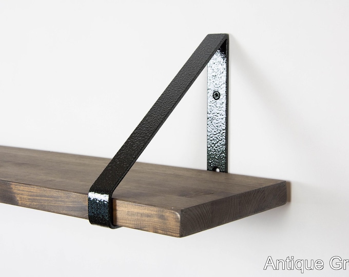 Heavy Duty Shelf Bracket - Color Pictured Antique Green - Handmade Powder Coated Steel Triangle Bracket for Shelving Solutions