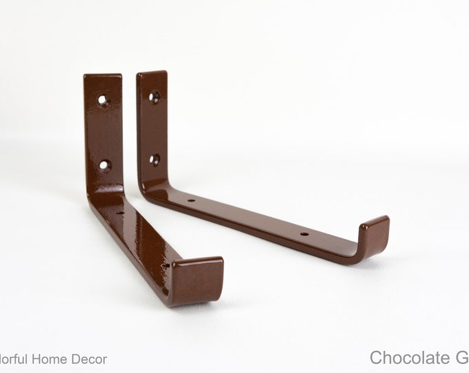Floating Steel Shelf Bracket - Free Shipping - Colorful Heavy Duty Bracket - Chocolate Gloss Finish