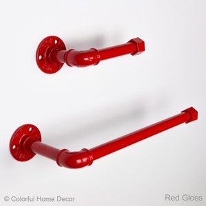 Suporte de papel higiênico, suporte de toalha de papel, toalheiro, banheiro industrial, decoração de casa rústica, cor retratada em vermelho brilhante