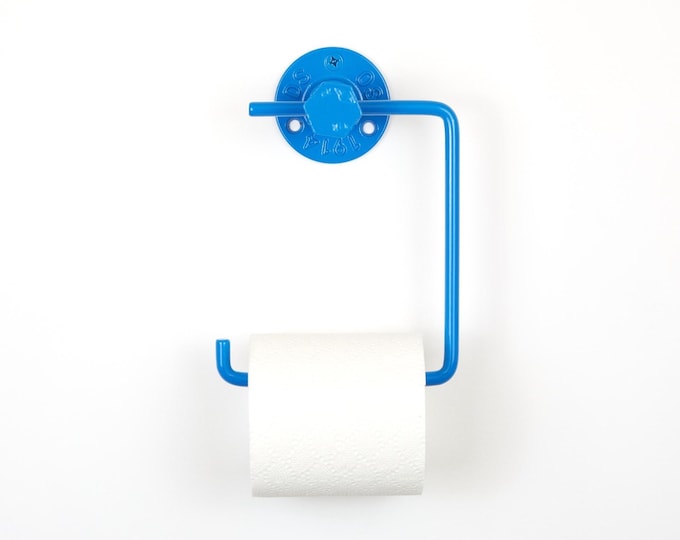 Toilet Paper Holder, Minimalistic Wall Mount Bathroom Accessory, Color Pictured - Blue Gloss
