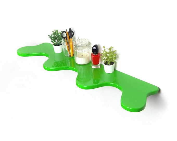 Wavy Shelf - Green Shelf, Contemporary Home Decor, Blob Shelf, Eclectic Decor, Colorful Home Decor