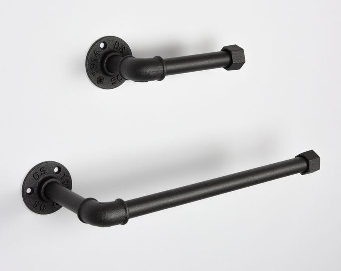 Toilet Paper Holder, Paper Towel Holder, Towel Rack, Rustic Home Decor, Bathroom Decor, Color Pictured Sand Textured Gray