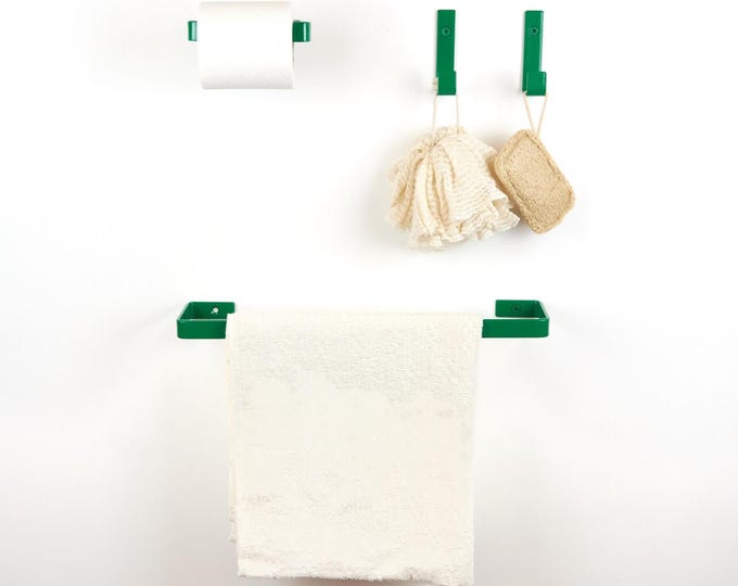 Bathroom Accessories Set – Modern Toilet Paper, Towel Holder and Hooks for Bathroom Storage & Decor, Color Pictured - Dark Green Gloss