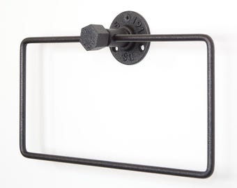 Hand Towel Holder, Stylish Square Towel Ring Design, Perfect for Organizing Your Bathroom, Color Pictured Sand Textured Gray