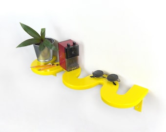 Wall Shelf - Yellow Colorful Shelf, Boho Decor, Wall Art, Curved Shelf, Eclectic Decor
