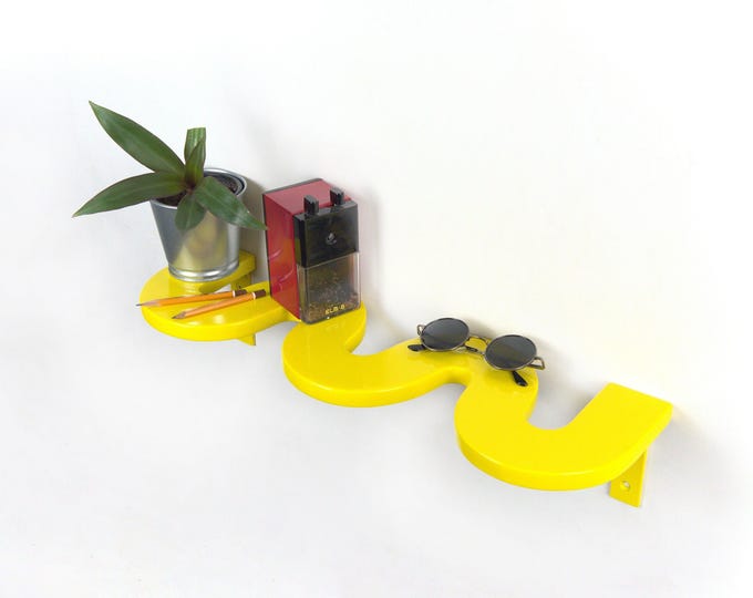 Wall Shelf - Yellow Colorful Shelf, Boho Decor, Wall Art, Curved Shelf, Eclectic Decor