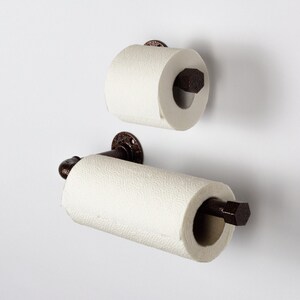 Toilet Roll Holder, Paper Towel Holder, Towel Rack, Urban Decor, Space Saver, Color Pictured Antique Copper image 6