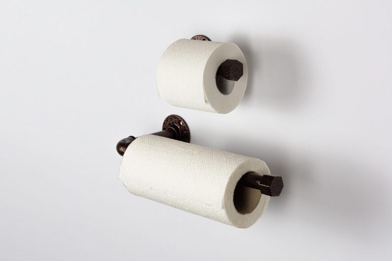 Toilet Roll Holder, Paper Towel Holder, Towel Rack, Urban Decor, Space Saver, Color Pictured Antique Copper image 6