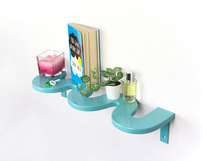 Wavy Shelf - Light Blue Shelf, Maximalist Decor, Danish Pastel, Wall Mounted Shelf, Colorful Home Decor