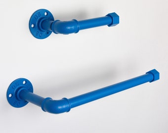 Towel Holder, Toilet Roll Holder, Towel Rack, Bathroom Hardware, Industrial Bathroom, Color Pictured Blue Matte