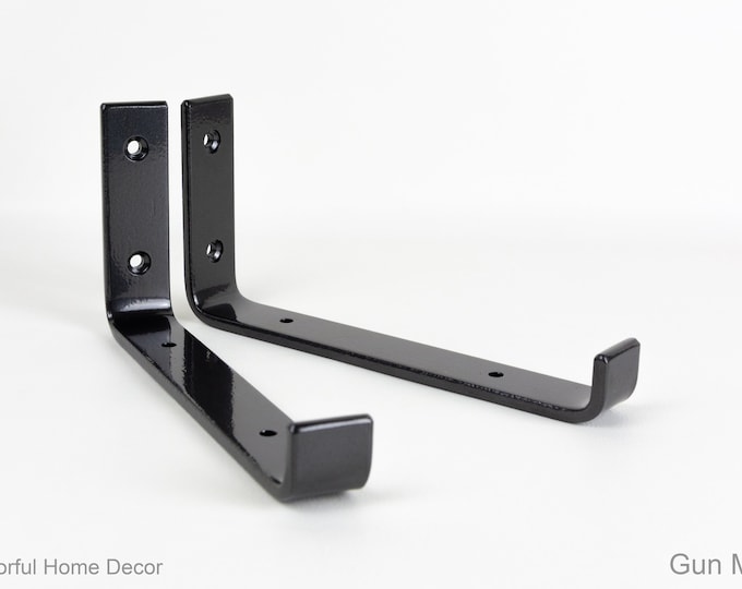 Floating Steel Shelf Bracket - Colorful Heavy Duty Bracket - Free Shipping - Open Shelving - Gun Metal Color