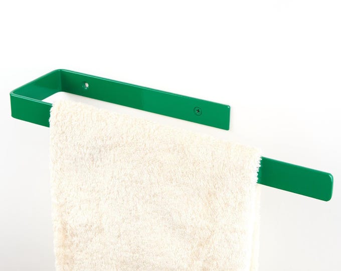 Vibrant Colorful Towel Holder Rack - Stylish Wall Mount for Bathroom Organizing, Color Pictured - Dark Green Gloss