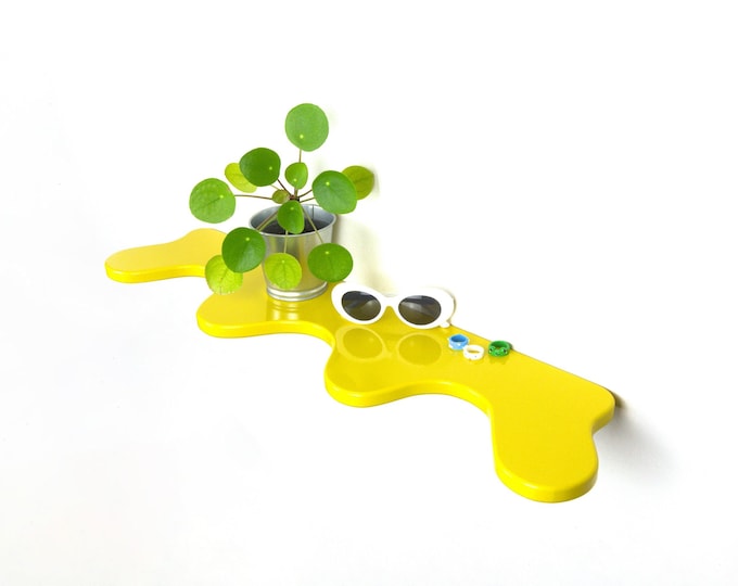 Squiggle Shelf - Yellow Shelf, Dreamy Home Decor, Wavy Shelf, Eclectic Decor, Cosy Home Decor
