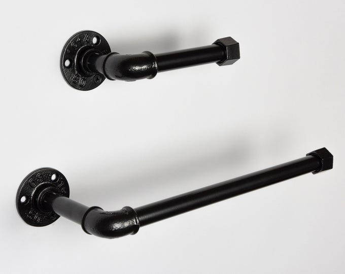 Towel Holder, Toilet Roll Holder, Towel Rack, Bathroom Hardware, Industrial Bathroom, Color Pictured Gun Metal