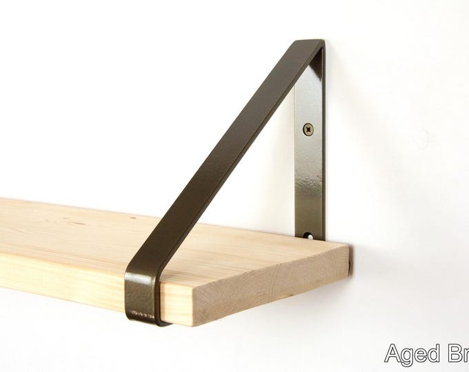Metal Shelf Bracket - Color Pictured Aged Brass - Heavy Duty Bracket - Triangle Bracket - Steel Bracket - Bracket