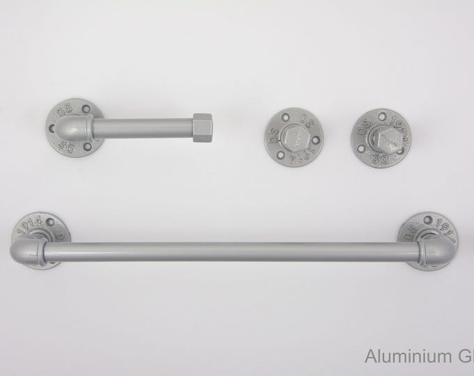 Pipe Bathroom Set 4pcs , Pipe Towel Rack, Toilet Roll Holder, Towel Hook, Wall Hook, Industrial Bathroom, Home Organization