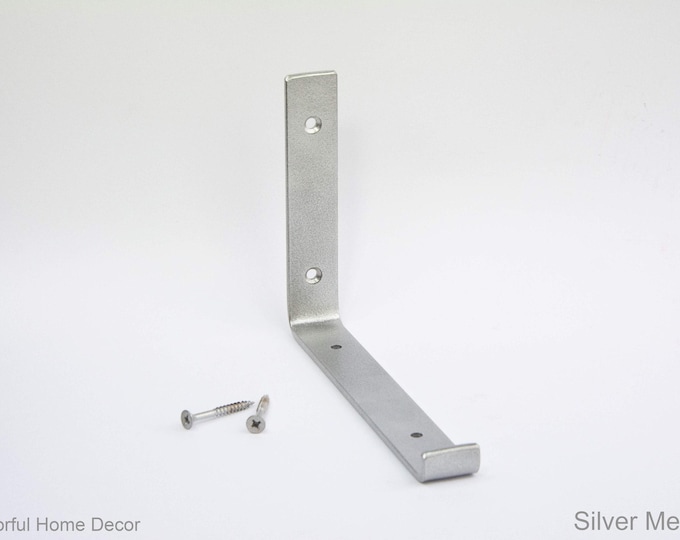 Steel Brackets Silver Glitter Powder Coated - Newest J Design - Heavy Duty Brackets - Shelf Brackets -  Open Shelving - Screws Included