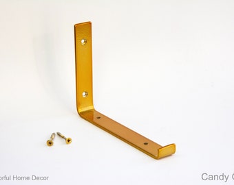 Steel Brackets Candy Gold Powder Coated - Newest J Design - Heavy Duty Brackets - Shelf Brackets -  Open Shelving - Steel Corbel