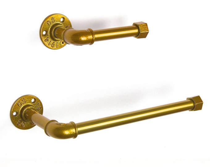 Towel Holder, Toilet Roll Holder, Towel Rack, Bathroom Hardware, Industrial Bathroom, Color Pictured Candy Gold