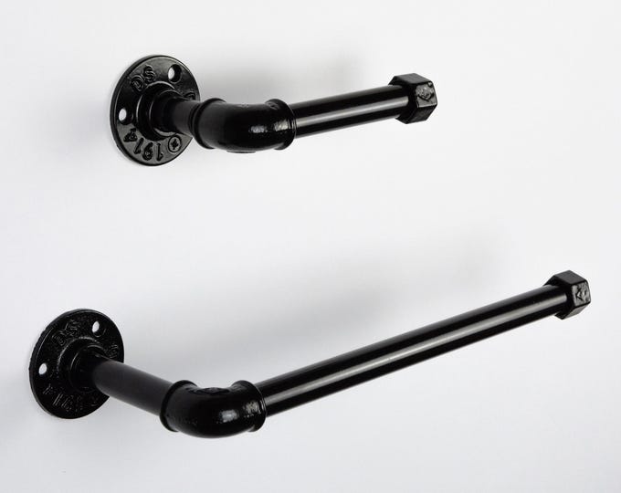 Toilet Paper Holder, Paper Towel Holder, Towel Rack, Rustic Home Decor, Bathroom Decor, Color Pictured Black Gloss