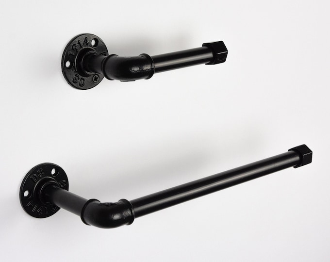 Toilet Tissue Holder, Paper Towel Holder, Towel Rack, Steampunk Bathroom, Bathroom Decor, Color Pictured Black Matte
